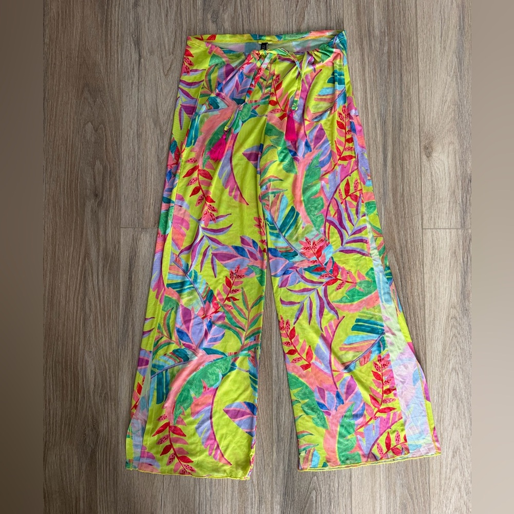 Becca Swimwear Tropical Print Seaside Slit Pants